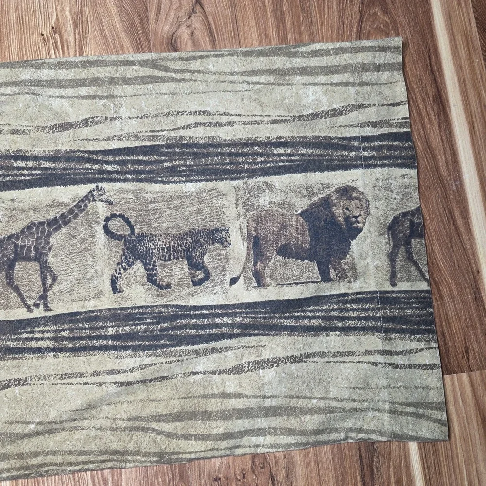 Vtg Dan‎ River Pillowcase Standard African Safari Animals Brown Percale USA